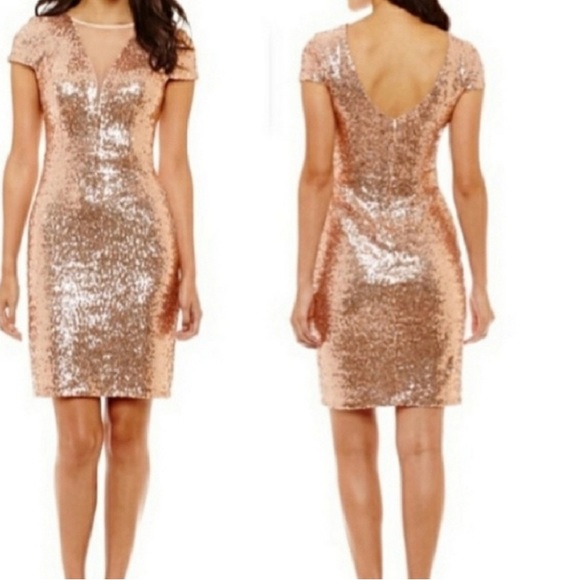 Bisou Bisou beautiful rose gold sequin dress size 10 - Picture 2 of 6